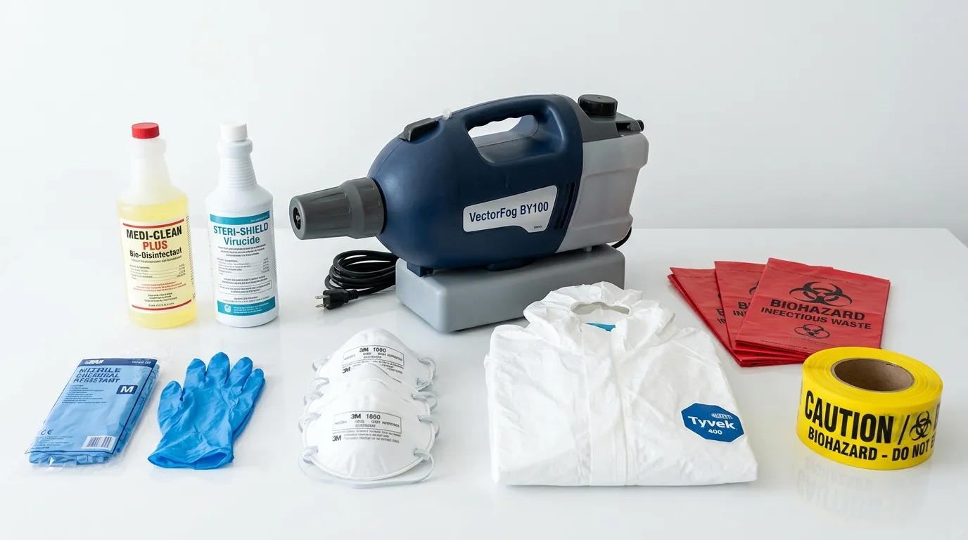 Professional biohazard remediation crew working in Rockford